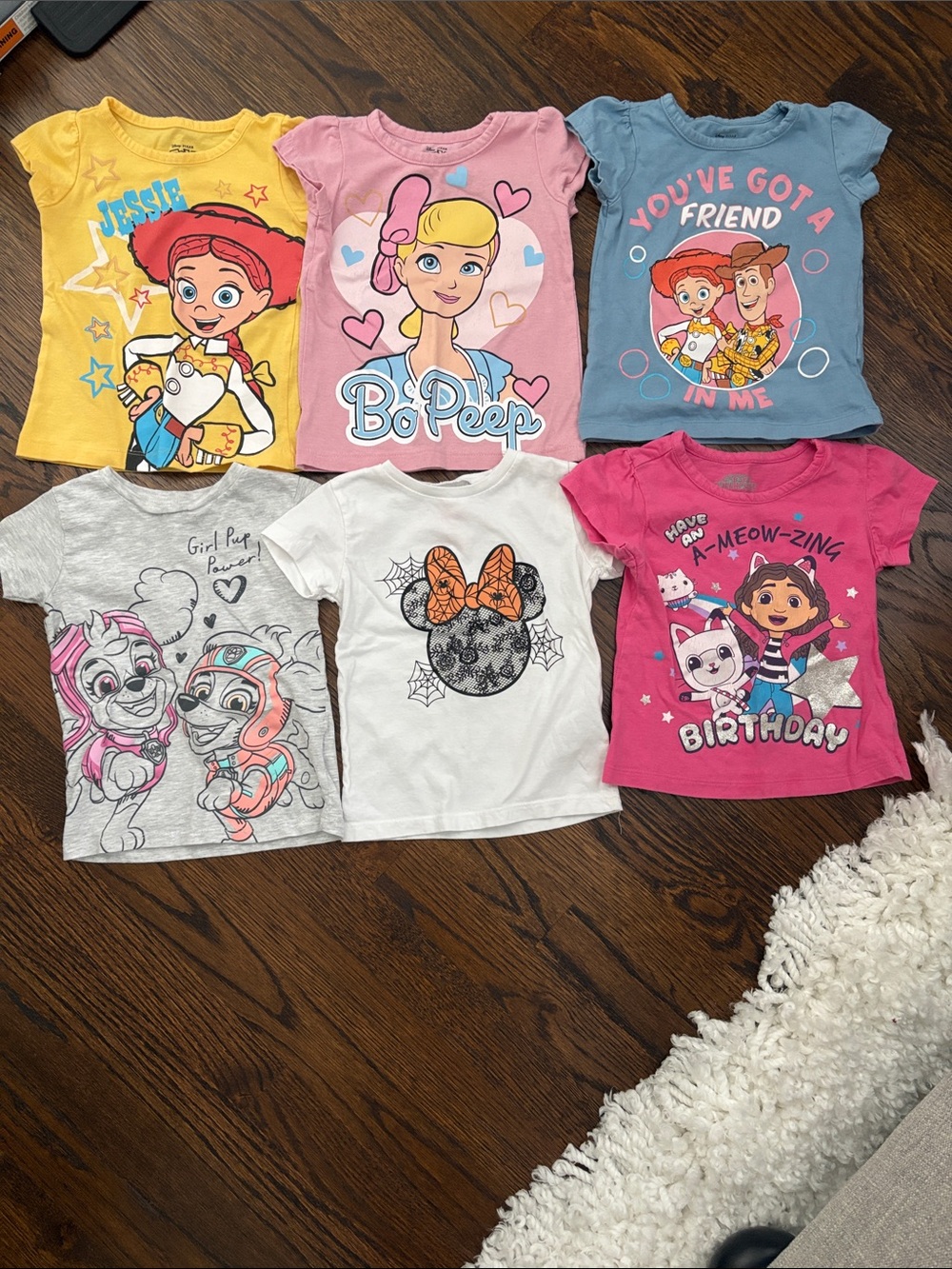 Girls 3T Character T-Shirt Bundle - Toy Story, Minnie, and Gabby’s Dollhouse